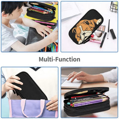 English Bulldog Pen Box Student School Anime Zipper Pen Bag