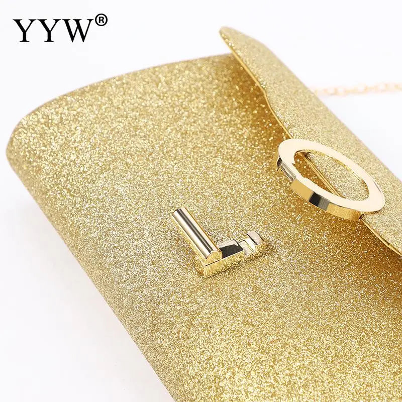 Sequined Envelope Clutch Shoulder Bag Chain Party Purse