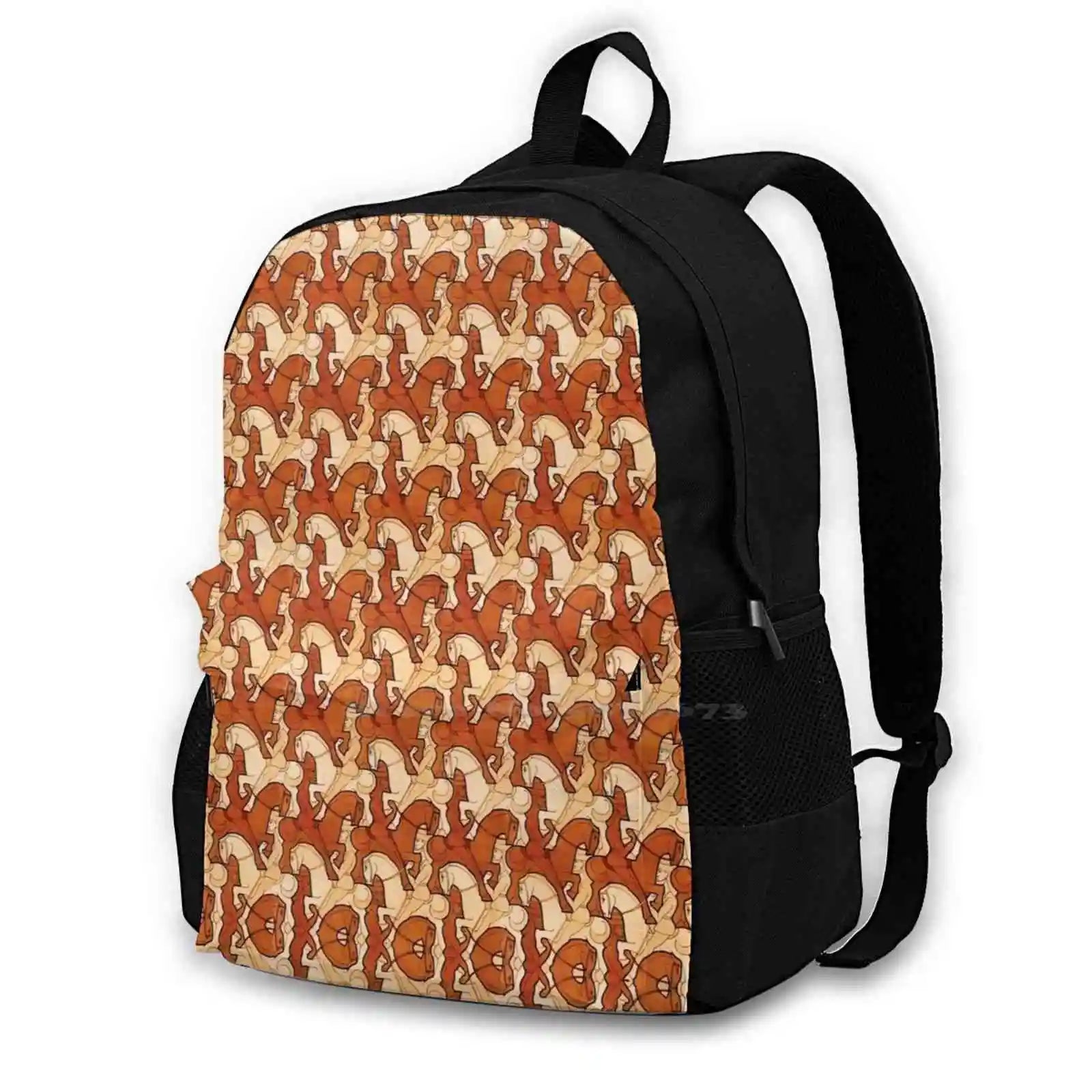 Equestrian Horses Tessellation 3D Print Backpack Casual Bag