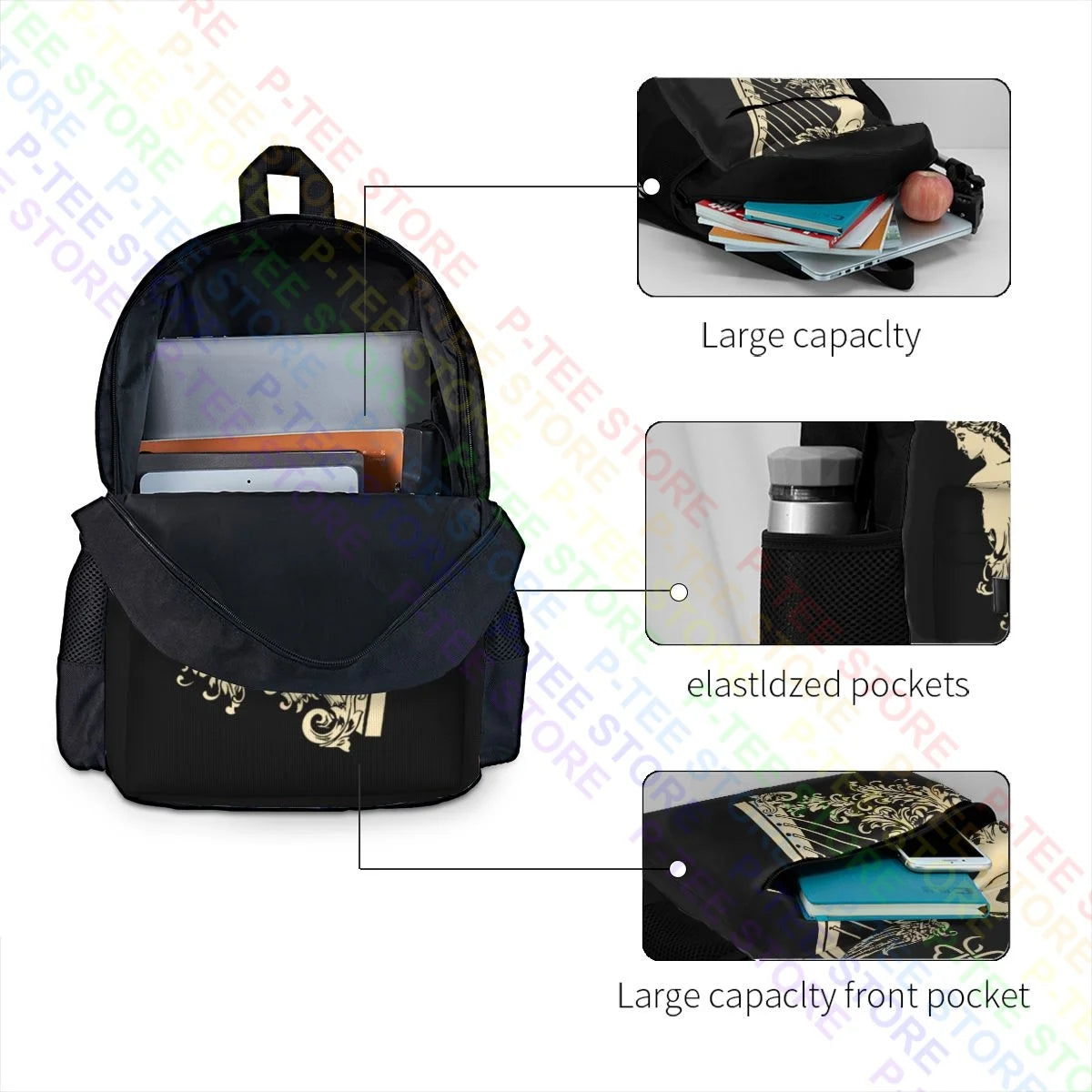 Irish Harp Eire St. Patricks Large Capacity Backpack