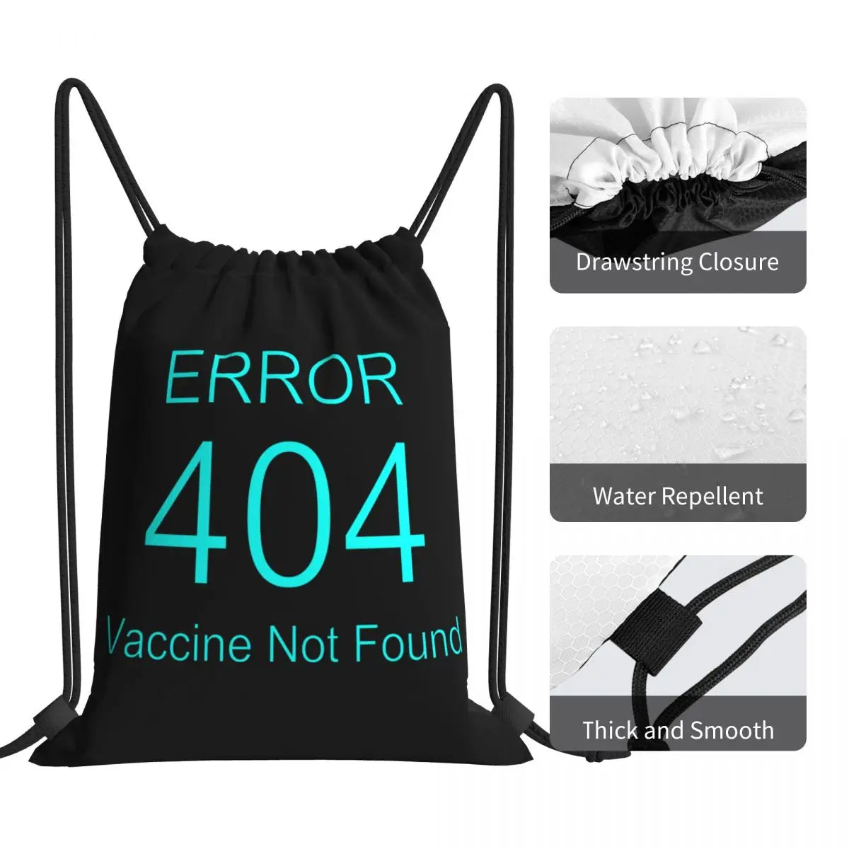 Personalised Vaccine Not Found Gym Bag Drawstring Backpack