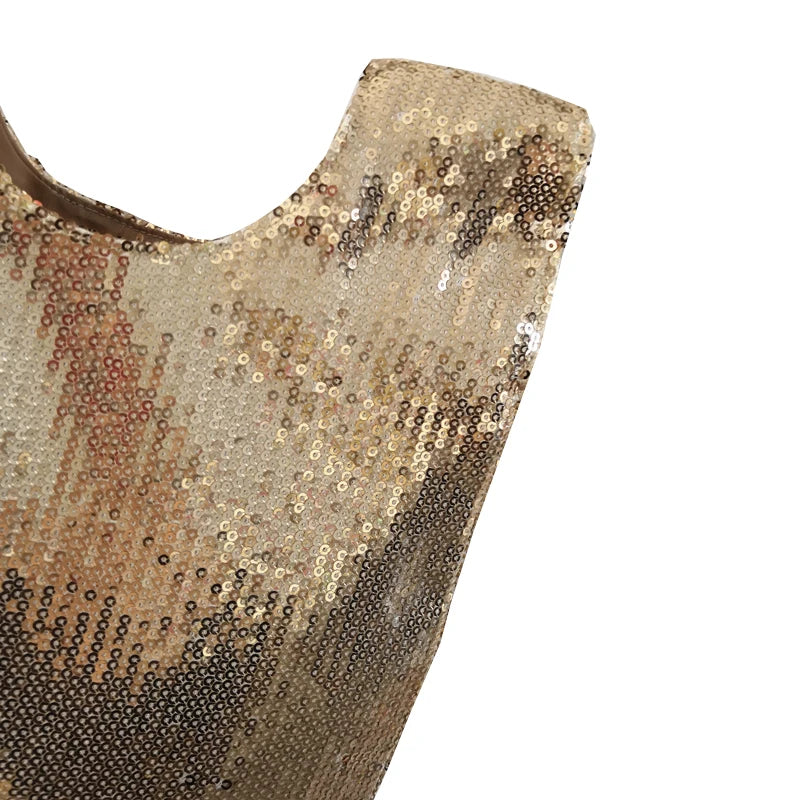 Vintage Women Hand-made Sequins Gun Golden Small Handbag