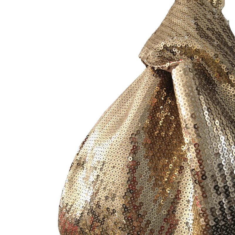 Vintage Women Hand-made Sequins Gun Golden Small Handbag