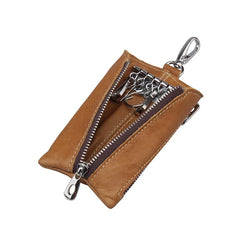 Vintage Leather Keys Wallet Keychain Zipper Key Case Bag Key Holder