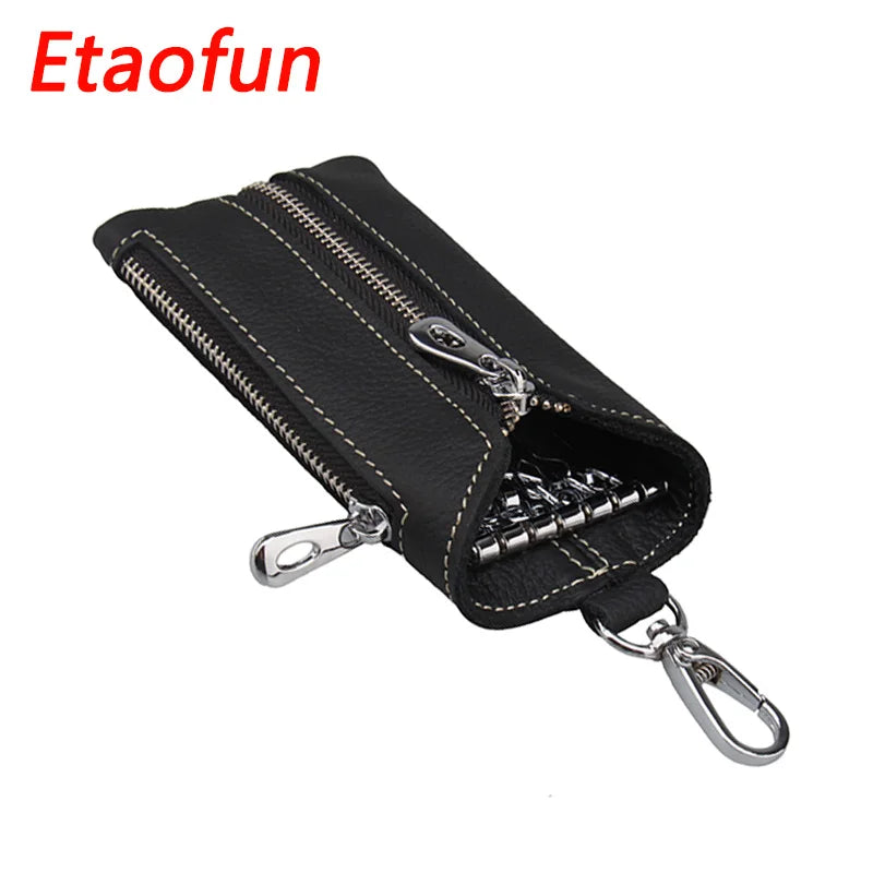 Vintage Leather Keys Wallet Keychain Zipper Key Case Bag Key Holder
