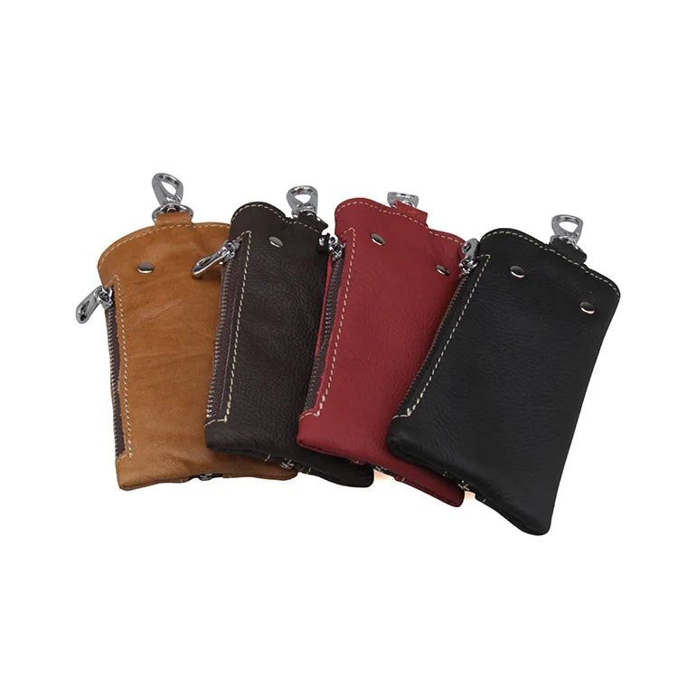 Vintage Leather Keys Wallet Keychain Zipper Key Case Bag Key Holder