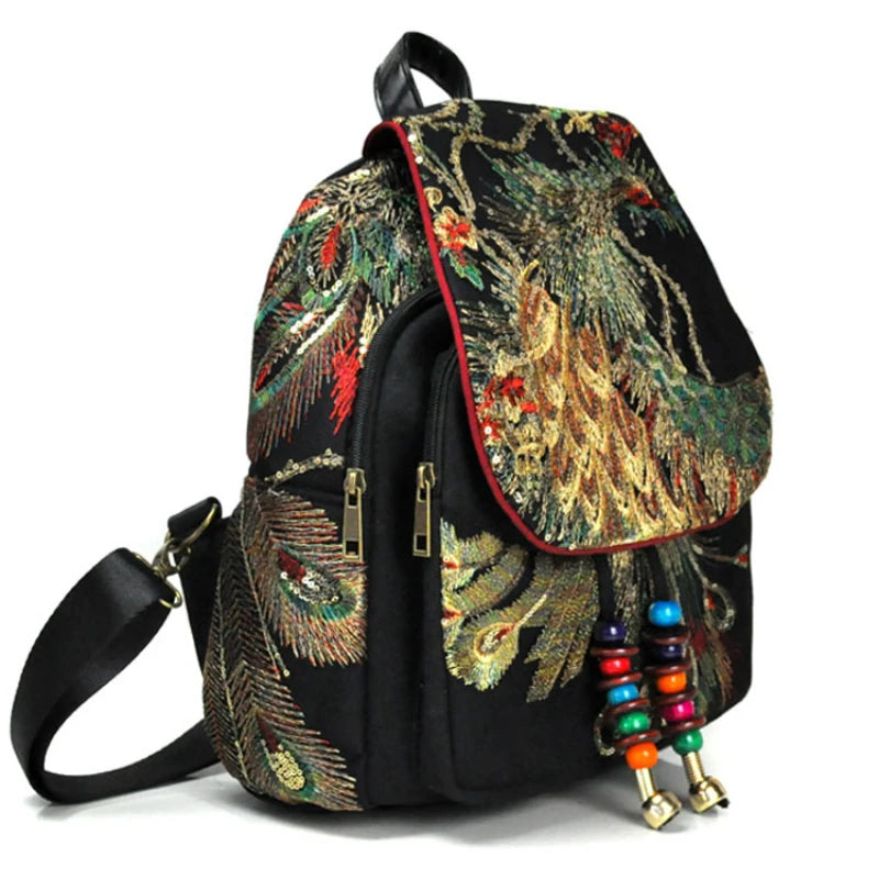 Ethnic Embroidery Women's Bag Canvas Backpack Schoolbag