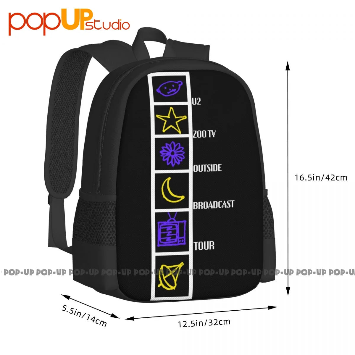Euc U2 Zoo Tv Tour 1992 Backpack Large Capacity Print Gym Tote Bag