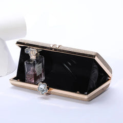 Europe America Women's Handbag Metal Crystal Small Square Bag