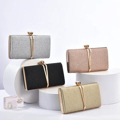 Europe America Women's Handbag Metal Crystal Small Square Bag
