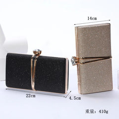 Europe America Women's Handbag Metal Crystal Small Square Bag