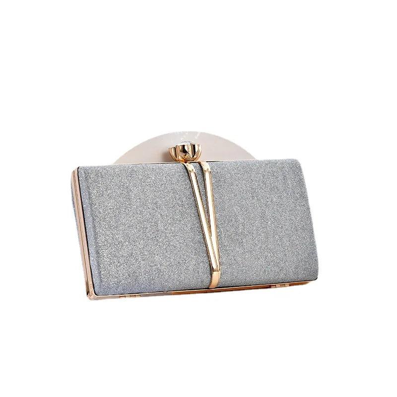 Europe America Women's Handbag Metal Crystal Small Square Bag