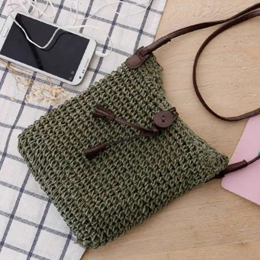 Crocodile Cuff Tassel Shoulder Knit Bag Beach Bag