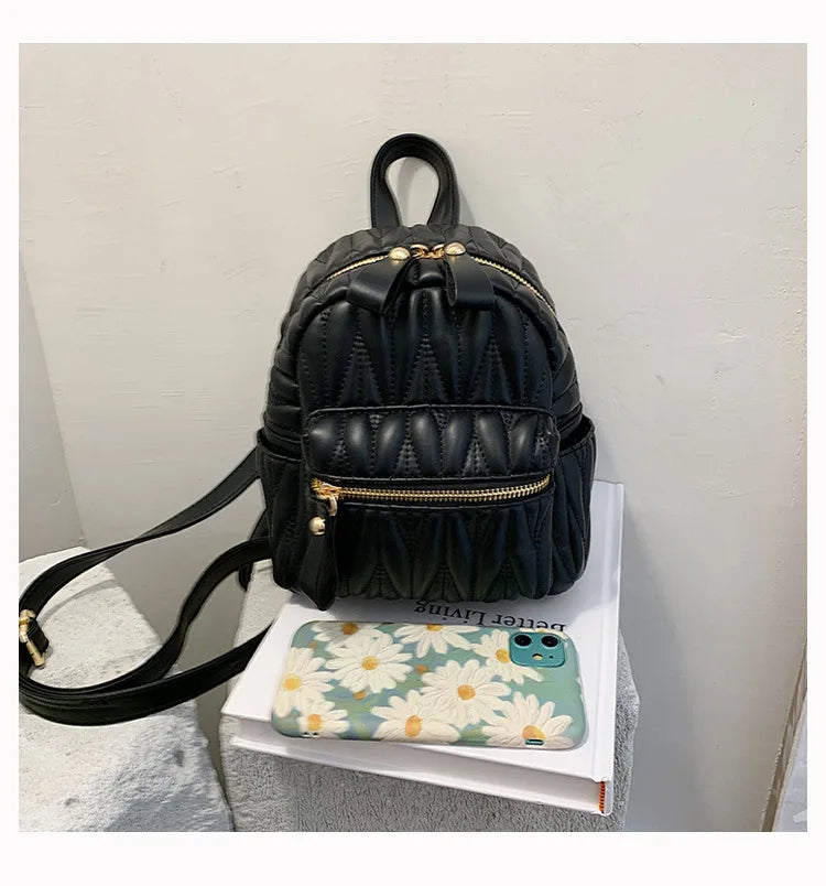 Women's Soft Leather Backpack Embroidery Thread Ling A Travel Bag