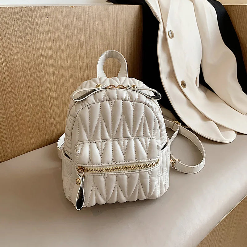 Women's Soft Leather Backpack Embroidery Thread Ling A Travel Bag
