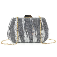 Green Silver Sequined Beading Evening Bag Mini Flap Shell Shoulder Bag