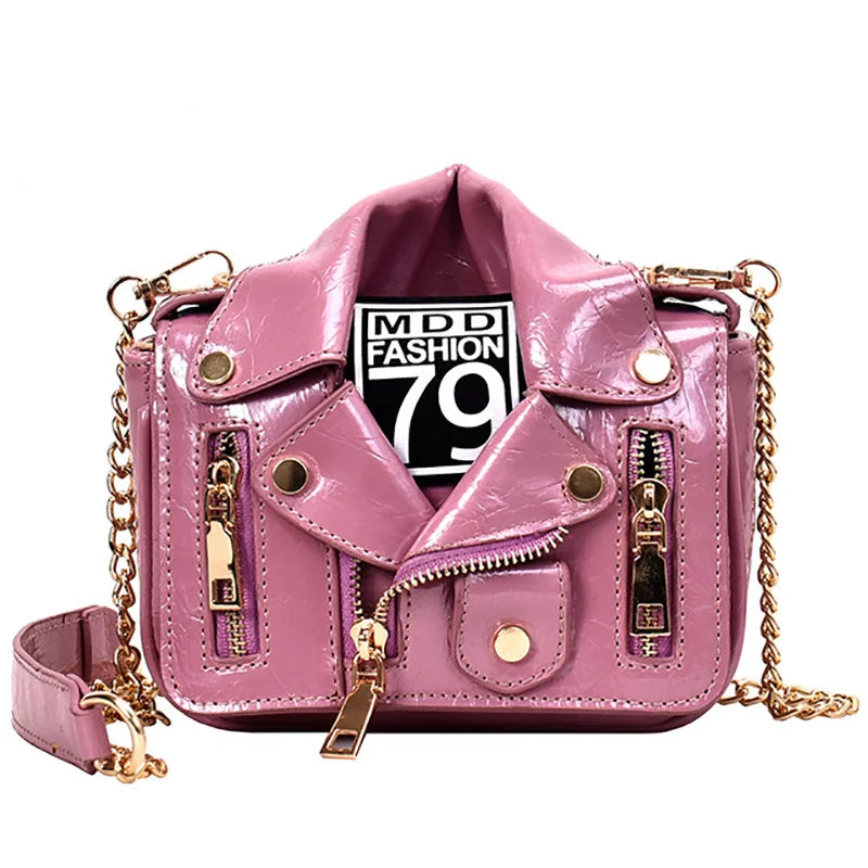 Motorcycle Bags Jacket Shape Shoulder Messenger Bag PU Leather Handbag