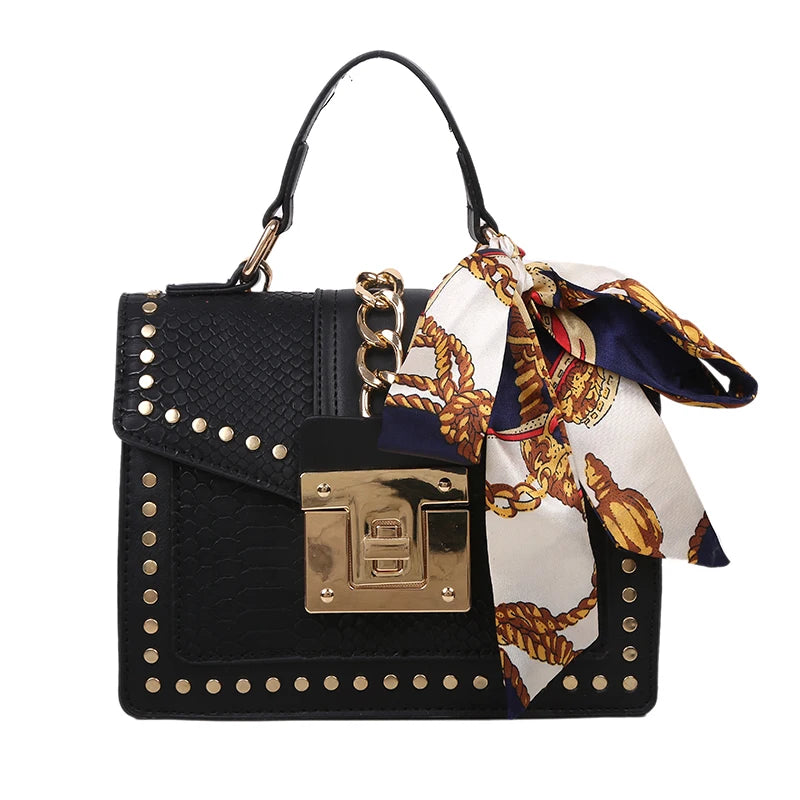 European Style Women's Square Bag Rivet Shoulder Handbag