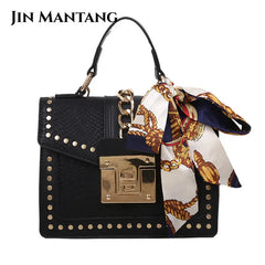 European Style Women's Square Bag Rivet Shoulder Handbag