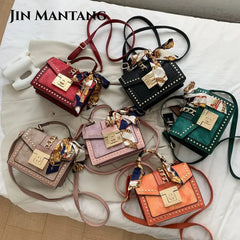 European Style Women's Square Bag Rivet Shoulder Handbag
