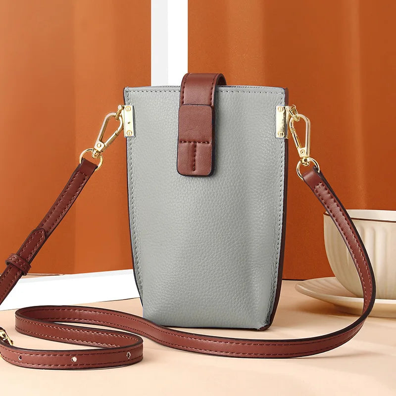 Cowhide Phone Bag Mini Flap Lipstick Pack Handbag