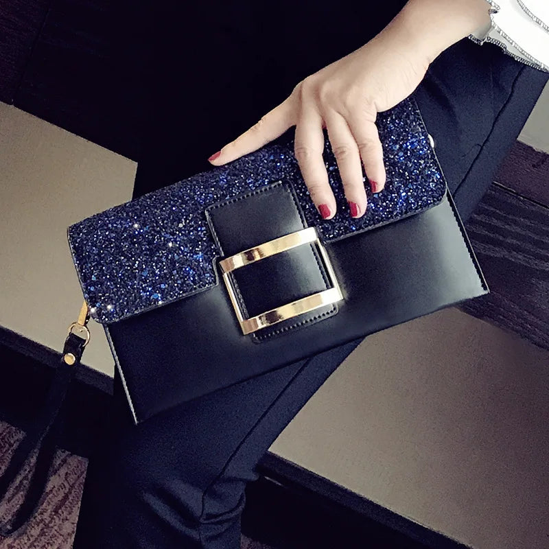 Retro Sequin Shoulder Bag Short Handle Chain Messenger Evening Bag