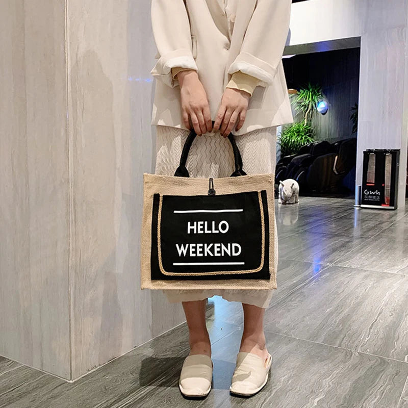 European Style Linen Cotton Tote Handbags Women Large Capacity
