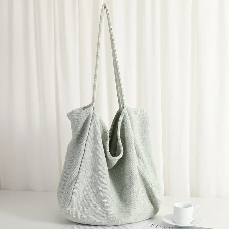 European Vintage Denim Tote Large Capacity Handbag