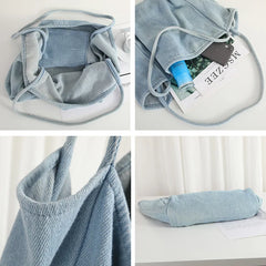 European Vintage Denim Tote Large Capacity Handbag
