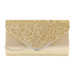 Sequins PU Leather Clutch Bag Magnetic Buckle Glitter Party Dinner