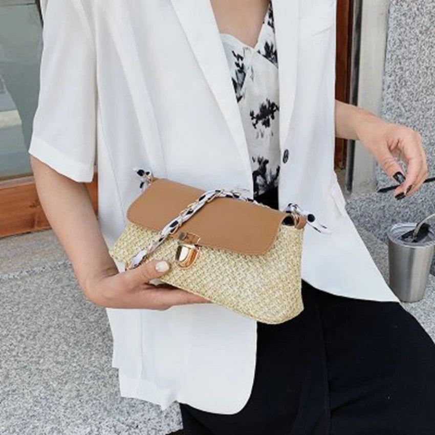 European American Straw Saddle Bag Shoulder Bag