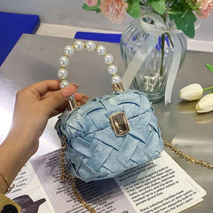 Evening Clutch Bags Women Weave Style Beaded Handbags Wedding Party Purses