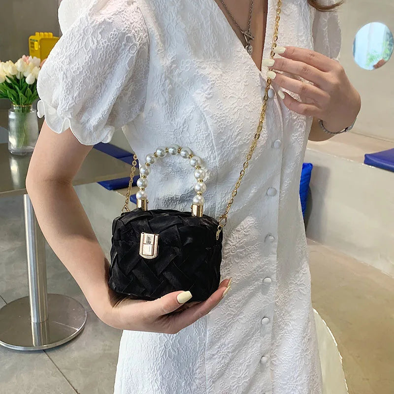 Evening Clutch Bags Women Weave Style Beaded Handbags Wedding Party Purses