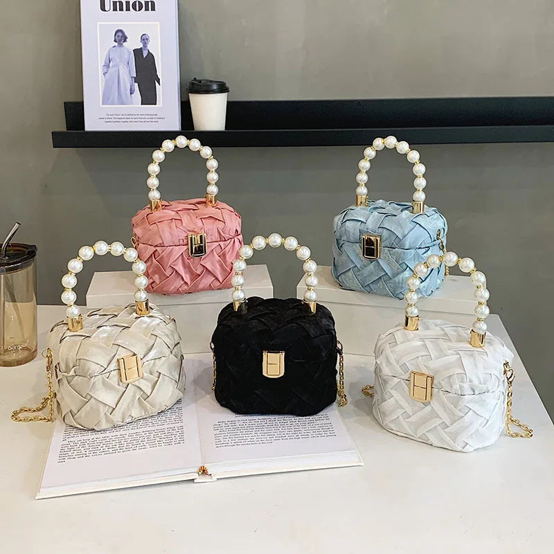 Evening Clutch Bags Women Weave Style Beaded Handbags Wedding Party Purses