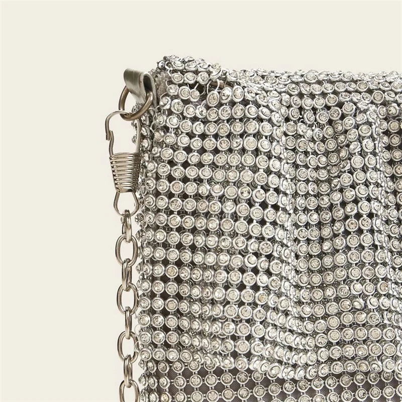 Metal Mesh Crossbody Bag Cell Phone Purse Wallet
