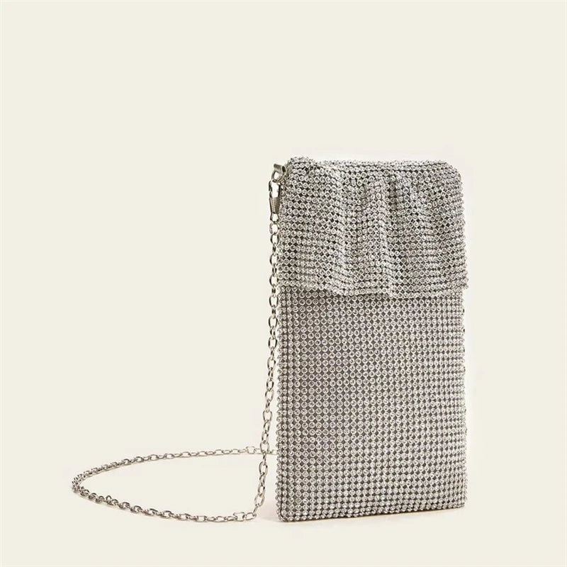 Metal Mesh Crossbody Bag Cell Phone Purse Wallet