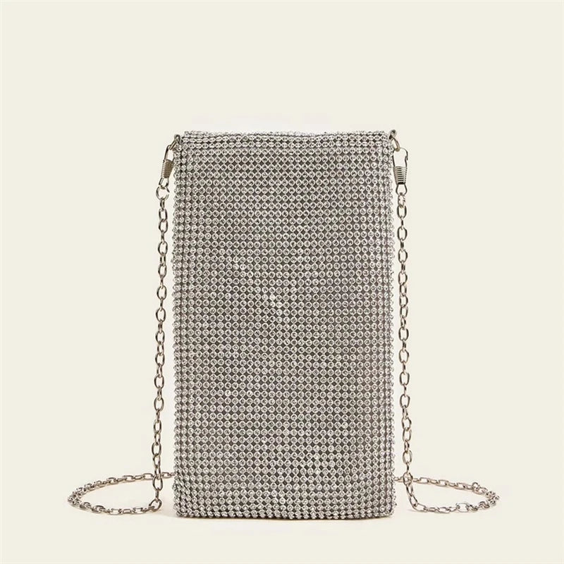 Metal Mesh Crossbody Bag Cell Phone Purse Wallet