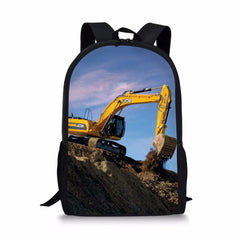 Excavating Machinery Element Printing Pattern School Backpacks for Teenager