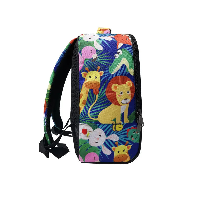 Excavator Digger Dinosaur Animals Print Children School Bags Baby Toddler Backpa