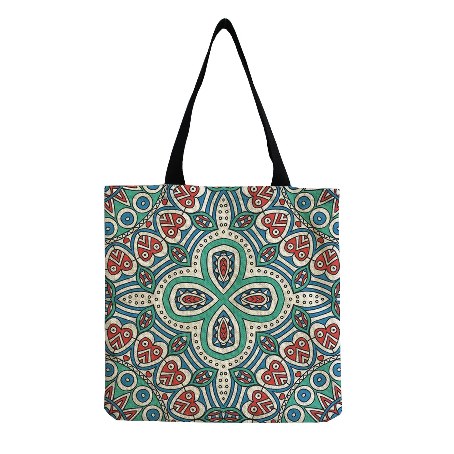 Colorful Floral Pattern Print Handbag Casual Women Shopping Bags