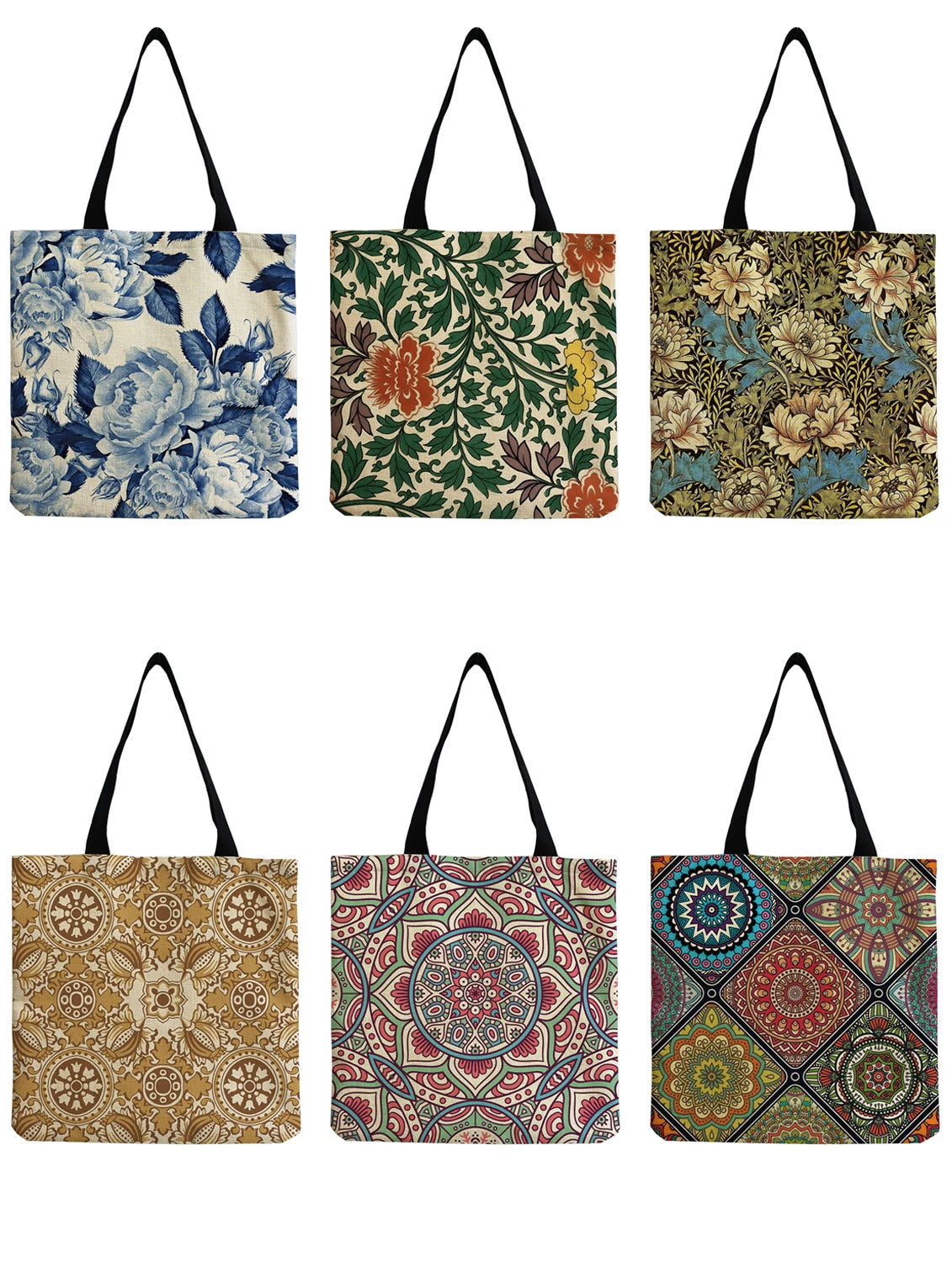 Colorful Floral Pattern Print Handbag Casual Women Shopping Bags