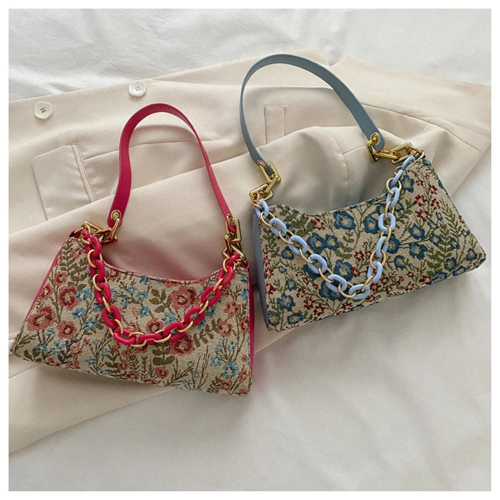 Oil Painting Printed Shoulder Underarm Bag For Women
