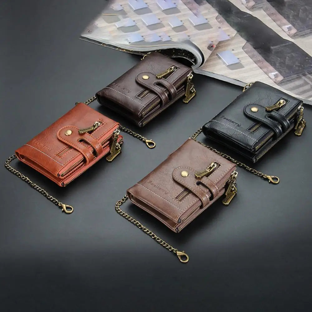 Large Capacity Wallet Safe Buckle Faux Leather Wallet for Man