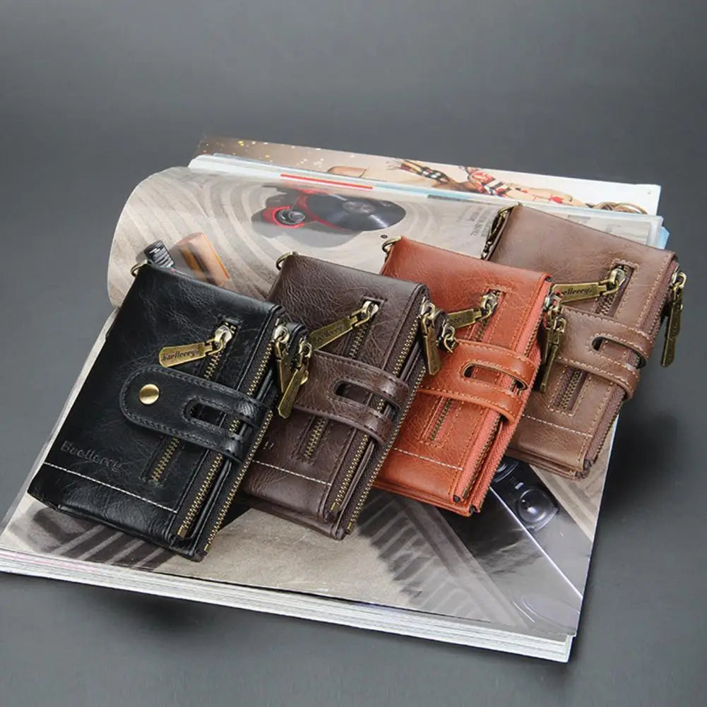 Large Capacity Wallet Safe Buckle Faux Leather Wallet for Man