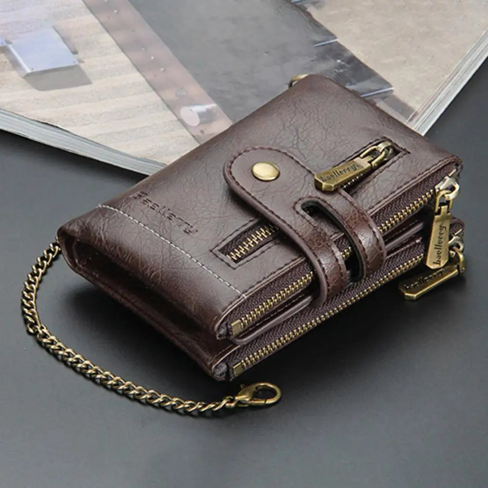 Large Capacity Wallet Safe Buckle Faux Leather Wallet for Man