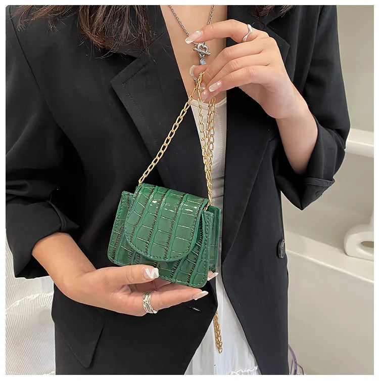 Stone Pattern Shoulder Bag Chain Shoulder Bag