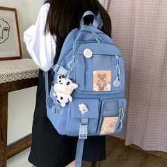 Preppy Style Clear Pocket Backpack Student School Bag Pack Daily