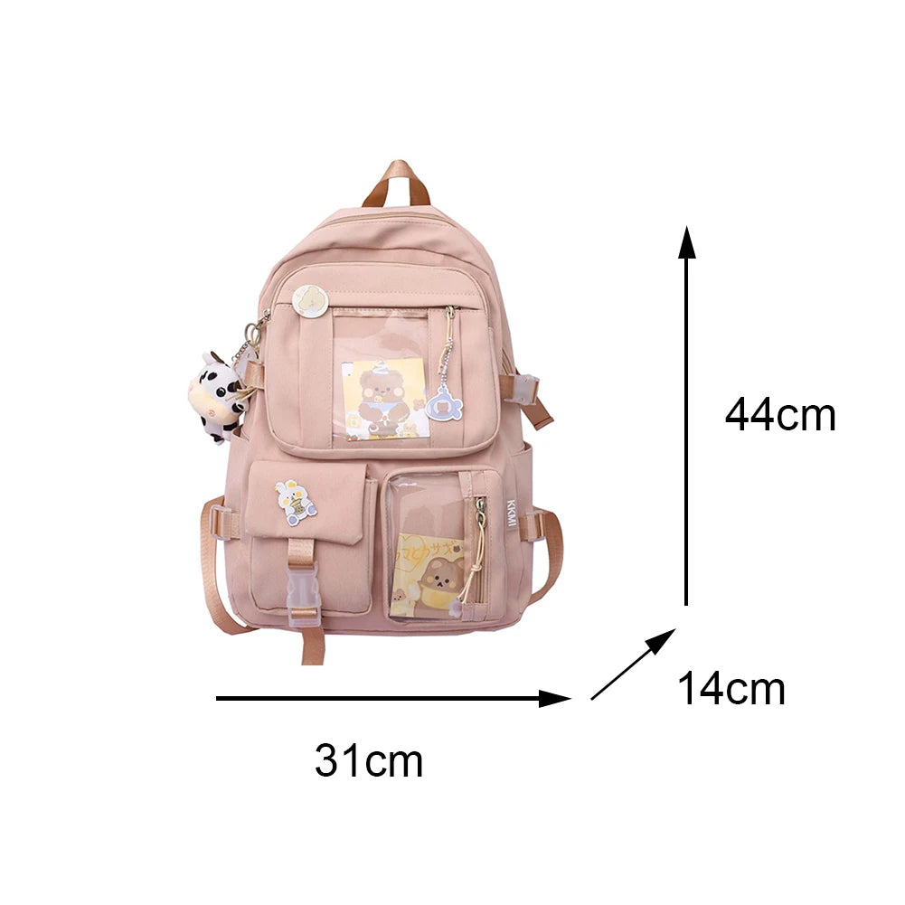 Preppy Style Clear Pocket Backpack Student School Bag Pack Daily