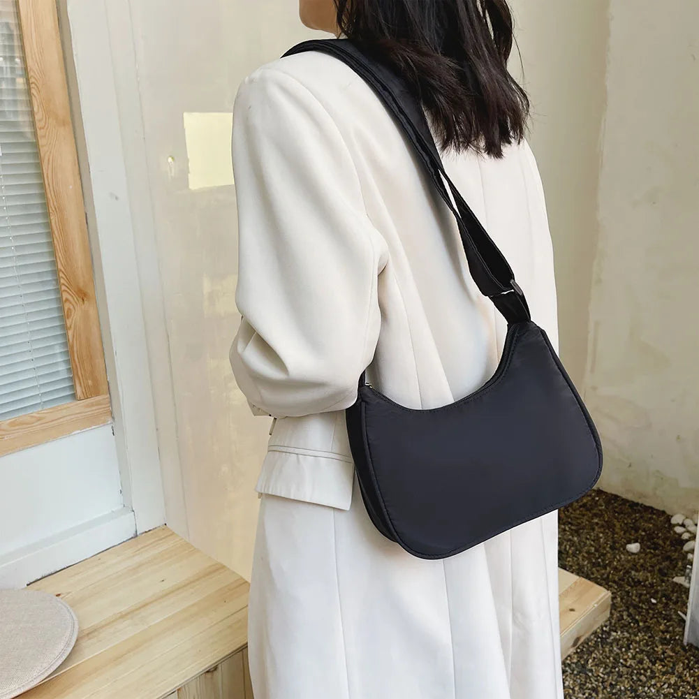 Women Shoulder Bag Solid Armpit Underarm Bags Leisure Ladies Crescent Dumpling B