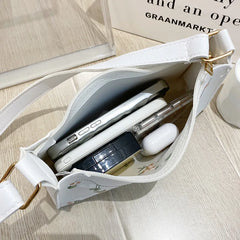 Embroidered Leather Handbag Casual Totes Shopping Bag